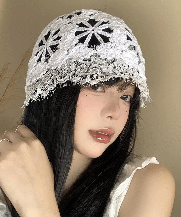 Style Lace Edge Knitted Hollow Flower Thin Boonie Hat WI016 hat-HAT241105