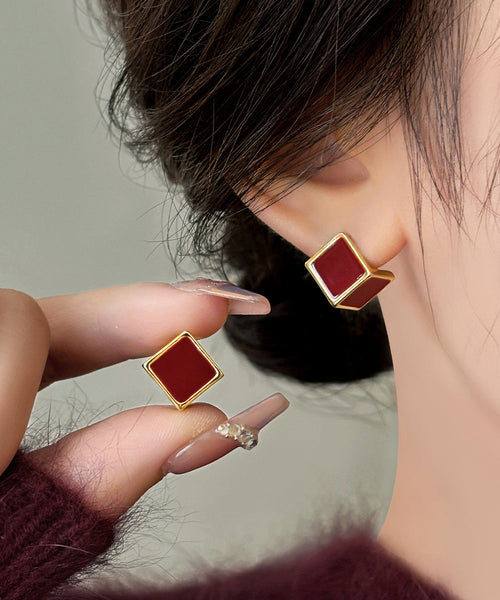 Style Earrings Stud Square Mulberry Overgild Copper FashionChic