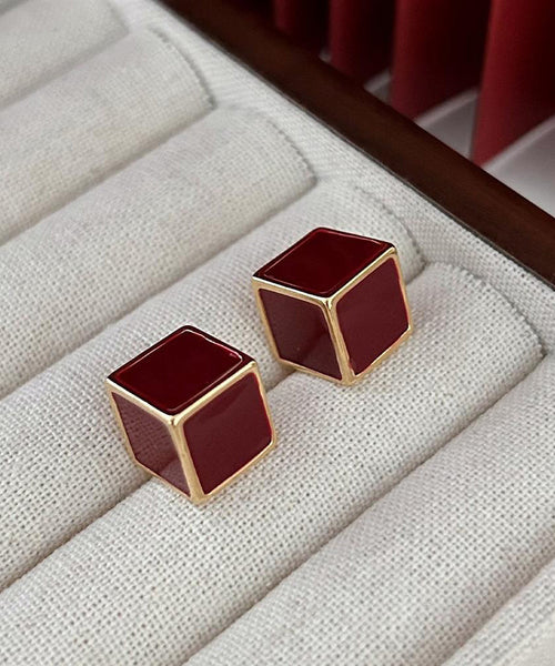 Style Earrings Stud Square Mulberry Overgild Copper FashionChic