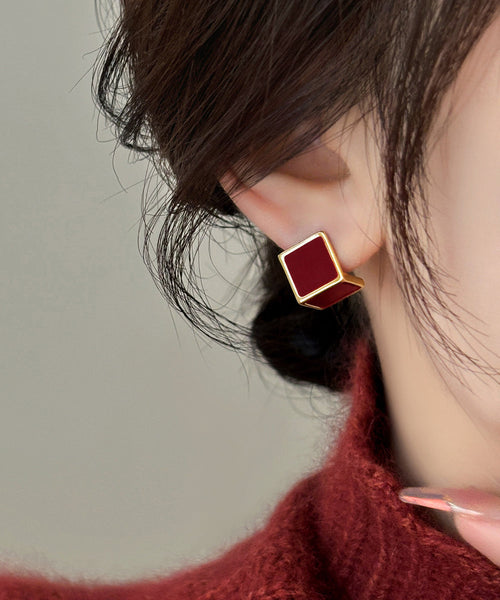 Style Earrings Stud Square Mulberry Overgild Copper FashionChic