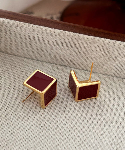 Style Earrings Stud Square Mulberry Overgild Copper FashionChic