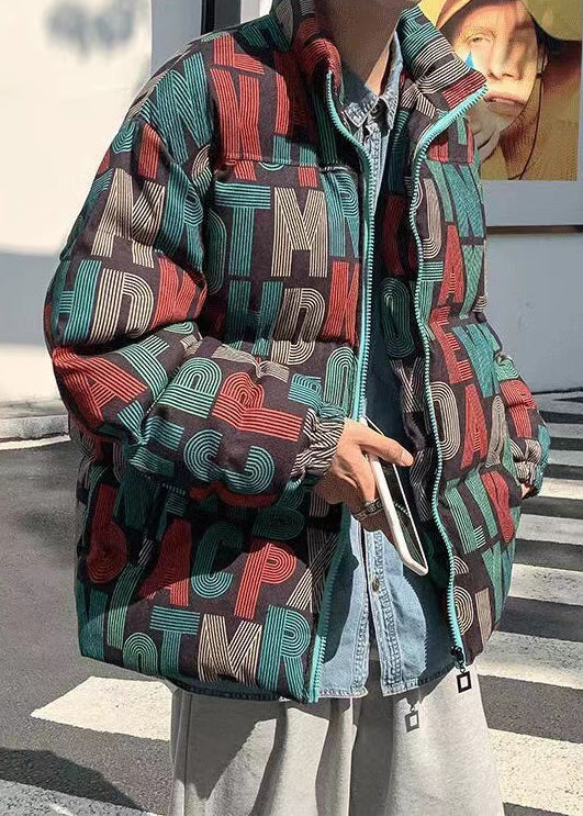 Style Navy Blue Zip Up Letter Pockets Men Parka Winter WL007 MENCW241123