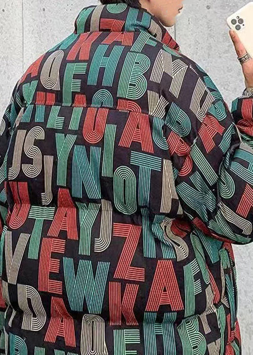 Style Navy Blue Zip Up Letter Pockets Men Parka Winter WL007 MENCW241123