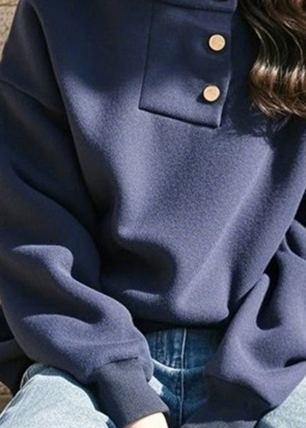 Style Navy Ruffled Patchwork Cotton Sweatshirt Spring TN024 ABC