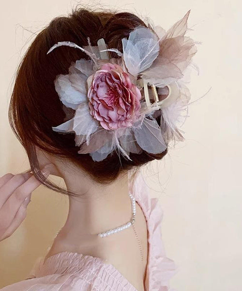 Style Fabric Floral Hairpin Acrylic Pink FashionChic
