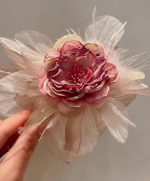 Style Fabric Floral Hairpin Acrylic Pink FashionChic