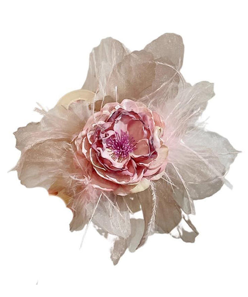 Style Fabric Floral Hairpin Acrylic Pink FashionChic