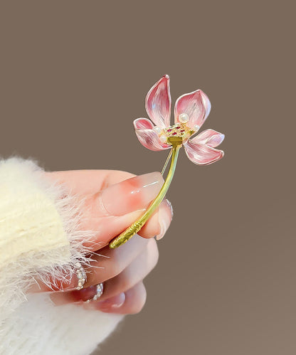 Style Pink Copper Alloy Lotus Hairpin TS019