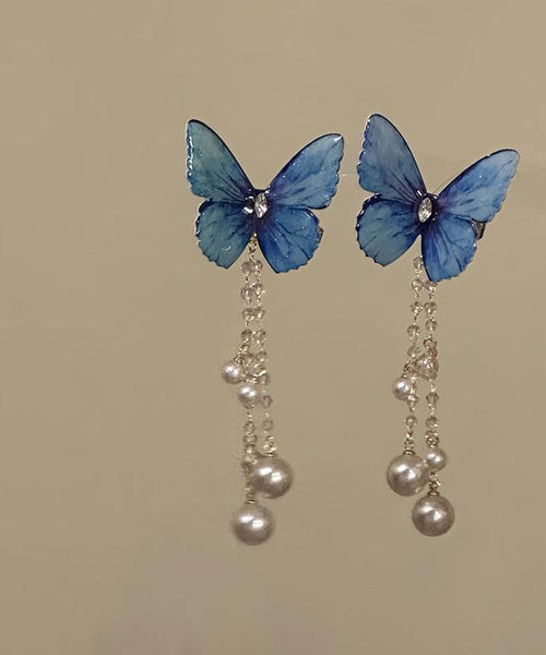Butterfly Hairpin Style Zircon Tassel Pearl Purple Alloy FashionChic