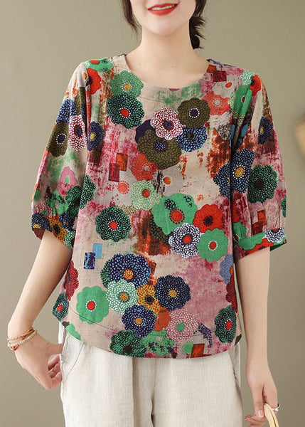 O-Neck Tops Print Red Style Summer FashionChic