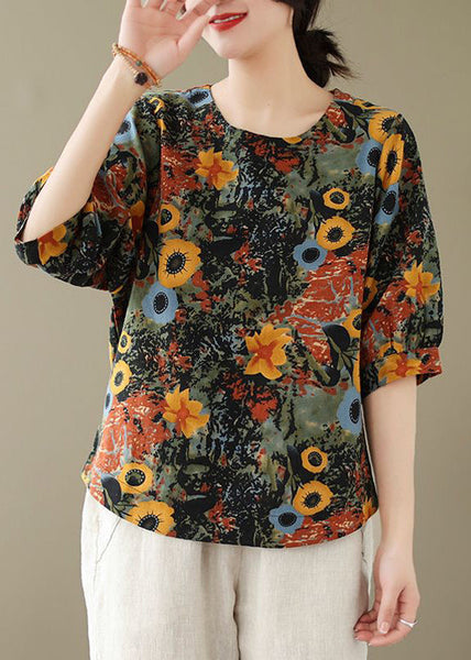O-Neck Tops Print Red Style Summer FashionChic