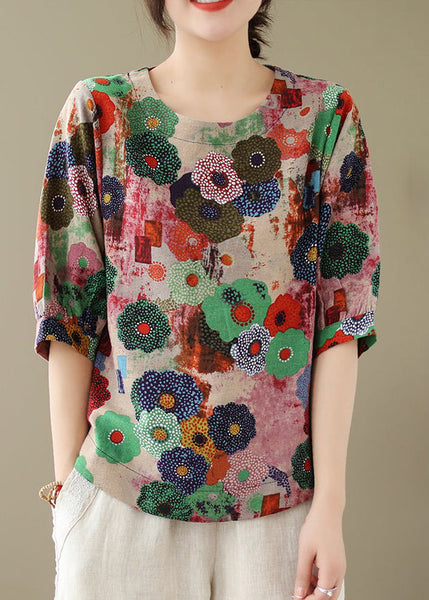 O-Neck Tops Print Red Style Summer FashionChic