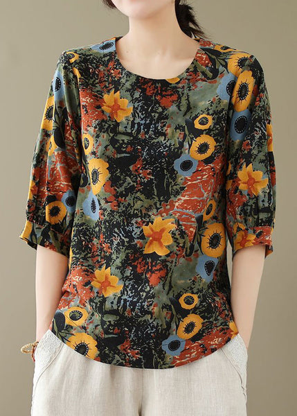 O-Neck Tops Print Red Style Summer FashionChic