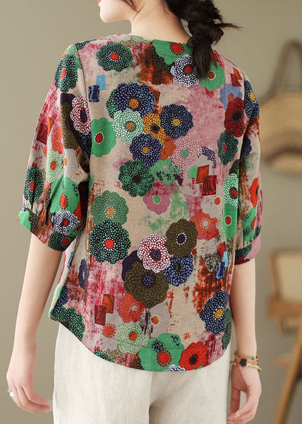 O-Neck Tops Print Red Style Summer FashionChic