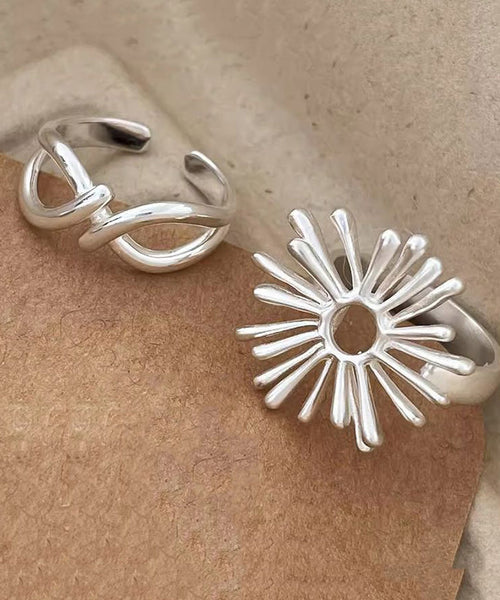 Out Asymmetrical Silk Rings Hollow Alloy Style Fireworks FashionChic