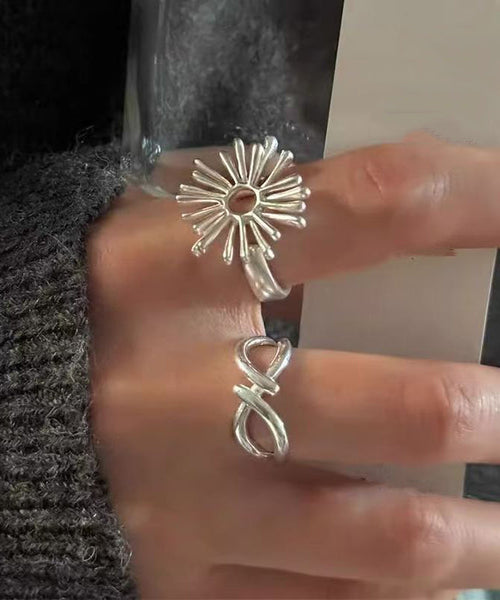 Out Asymmetrical Silk Rings Hollow Alloy Style Fireworks FashionChic