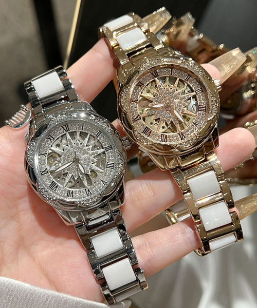 Zircon Silk Stainless Steel Glass Style Reinforced Sunflower FashionChic
