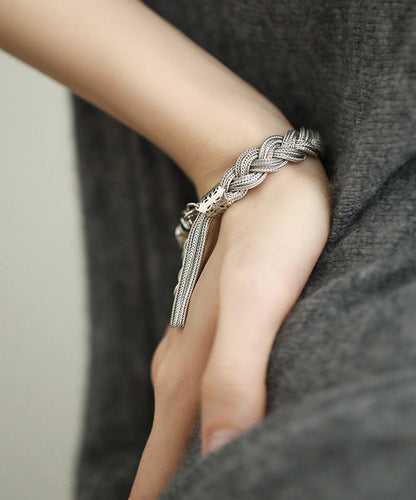 Style Silk Sterling Silver Woven Tassel Charm Bracelet TX049