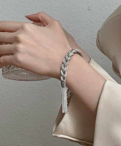 Style Silk Sterling Silver Woven Tassel Charm Bracelet TX049