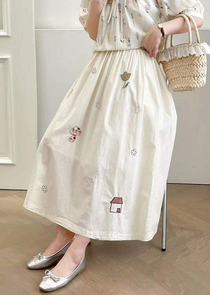 Cotton White Summer Embroidered Skirt Style FashionChic