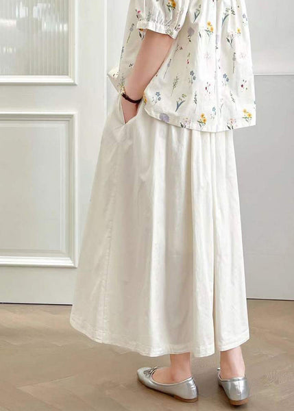 Cotton White Summer Embroidered Skirt Style FashionChic