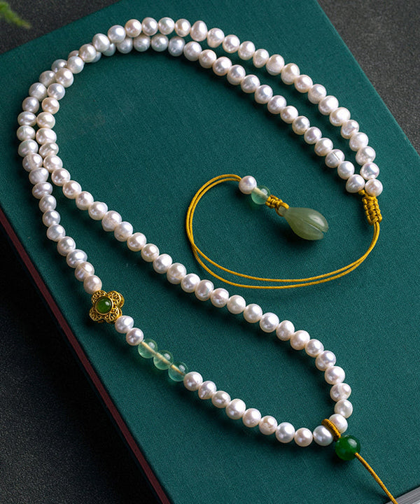 Style White Jade Pearl Grape Stone Orchid Pendant Necklace GH1053 Ada Fashion