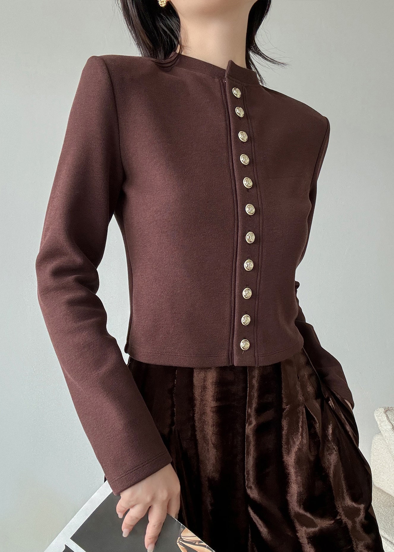 Style White O Neck Button Patchwork Knit Cardigans Spring RB008 ABC