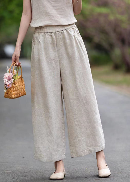 Oversized Summer Pants Pockets Wide White Style Leg Linen FashionChic