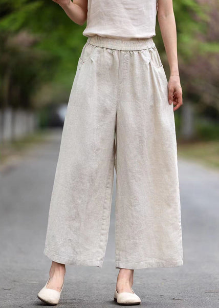 Oversized Summer Pants Pockets Wide White Style Leg Linen FashionChic