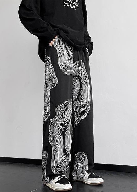 Mens Oversized White Cotton Style Spring Pants Print FashionChic