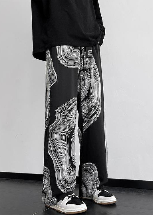 Mens Oversized White Cotton Style Spring Pants Print FashionChic
