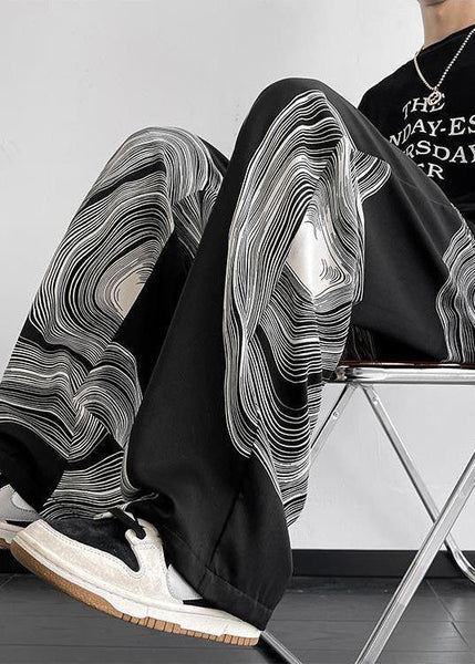 Mens Oversized White Cotton Style Spring Pants Print FashionChic