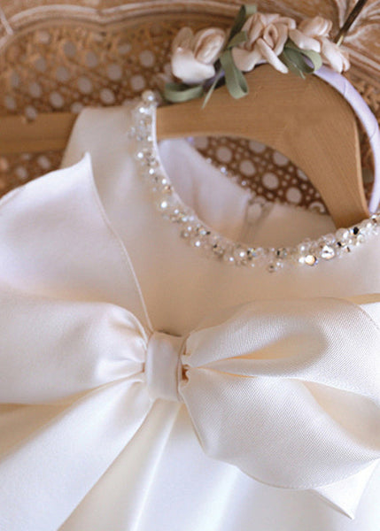 Style White Sequins Bow Kids Long Dress Sleeveless YS027 ABC