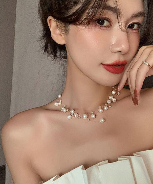 Style White Stainless Steel Pearl Princess Necklace YA002 ABC