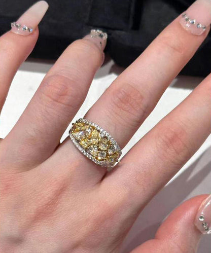 Style Yellow Copper Overgild Zircon Rings QI052 JEW-RIN240928