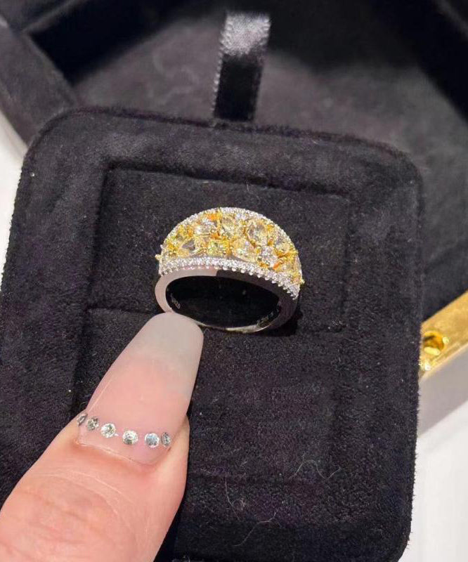 Style Yellow Copper Overgild Zircon Rings QI052 JEW-RIN240928