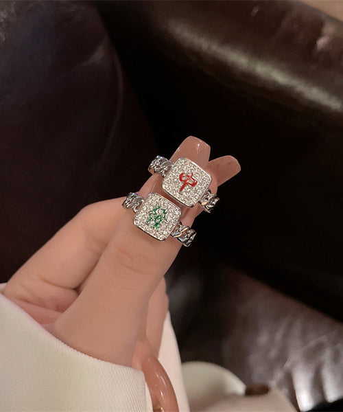 Rings Stylish Set Zircon Alloy Two-Piece Mahjong FashionChic