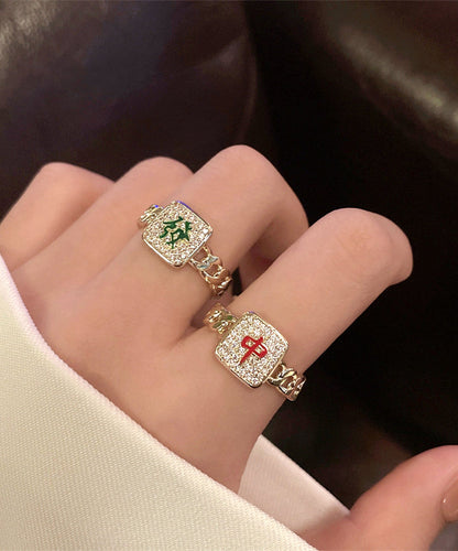 Rings Stylish Set Zircon Alloy Two-Piece Mahjong FashionChic