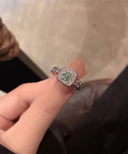 Rings Stylish Set Zircon Alloy Two-Piece Mahjong FashionChic