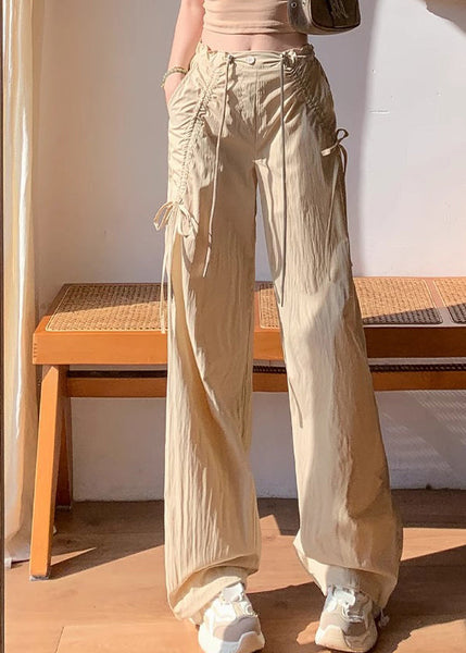 Drawstring Pants Drying Spring Sports Bow Apricot Quick Stylish FashionChic