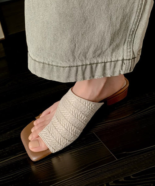 Faux Apricot Flops Stylish Chunky Splicing Flip Leather FashionChic