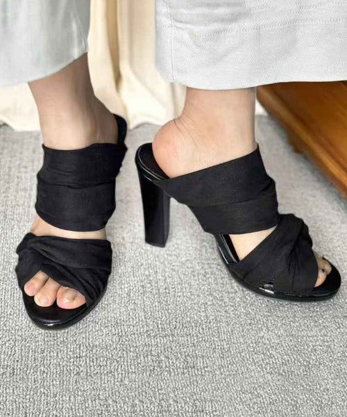 Heels Peep Sandals Stylish High Slide Apricot Toe FashionChic