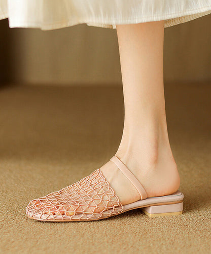 Stylish Apricot Hollow Out Splicing Slide Sandals AA021 shoe-CS240815