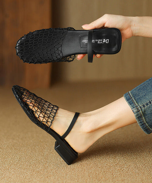 Stylish Apricot Hollow Out Splicing Slide Sandals AA021 shoe-CS240815