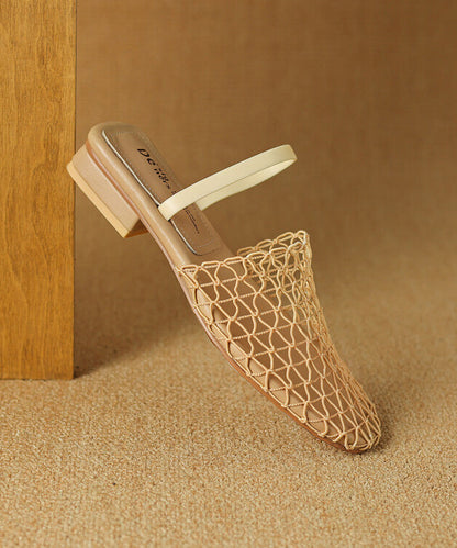Stylish Apricot Hollow Out Splicing Slide Sandals AA021 shoe-CS240815