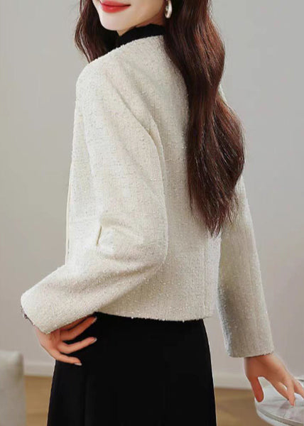 Stylish Apricot O Neck Chinese Button Cotton Coats Fall QO007 MZF-CTS241008