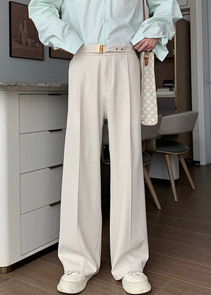 Waist Mens Pockets High Apricot Pants Spandex Stylish Fall FashionChic