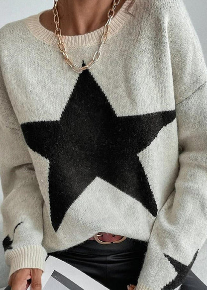 Stylish Apricot Stars Pattern Knit Sweaters Fall QY008 BB-ZS-WM-NTP241002