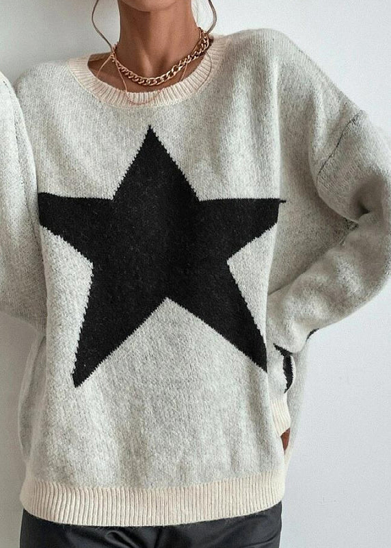 Stylish Apricot Stars Pattern Knit Sweaters Fall QY008 BB-ZS-WM-NTP241002
