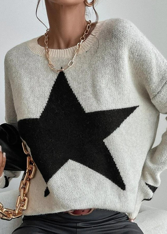 Stylish Apricot Stars Pattern Knit Sweaters Fall QY008 BB-ZS-WM-NTP241002
